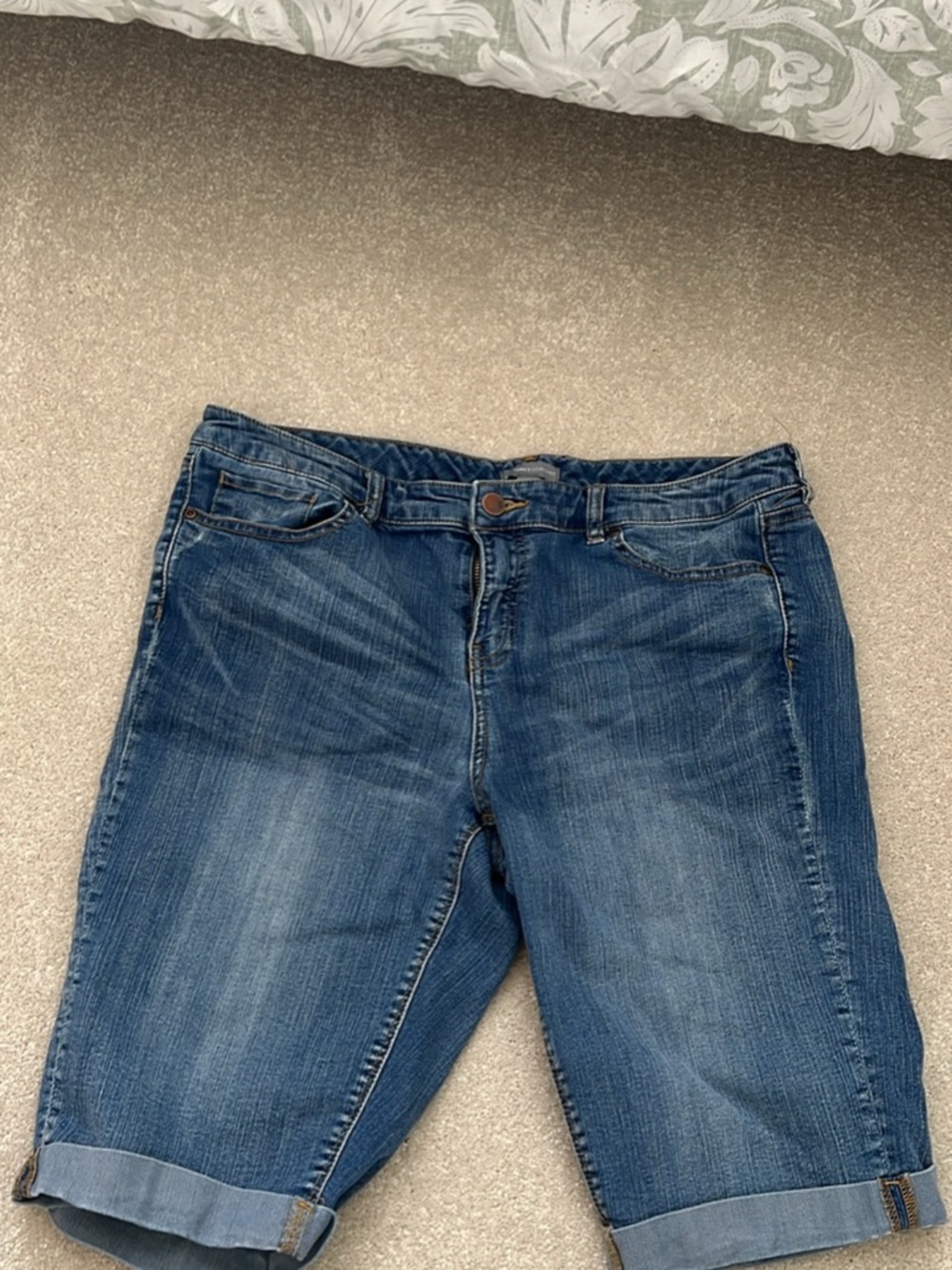 New York & Company Blue Denim Boyfriend Bermuda Shorts